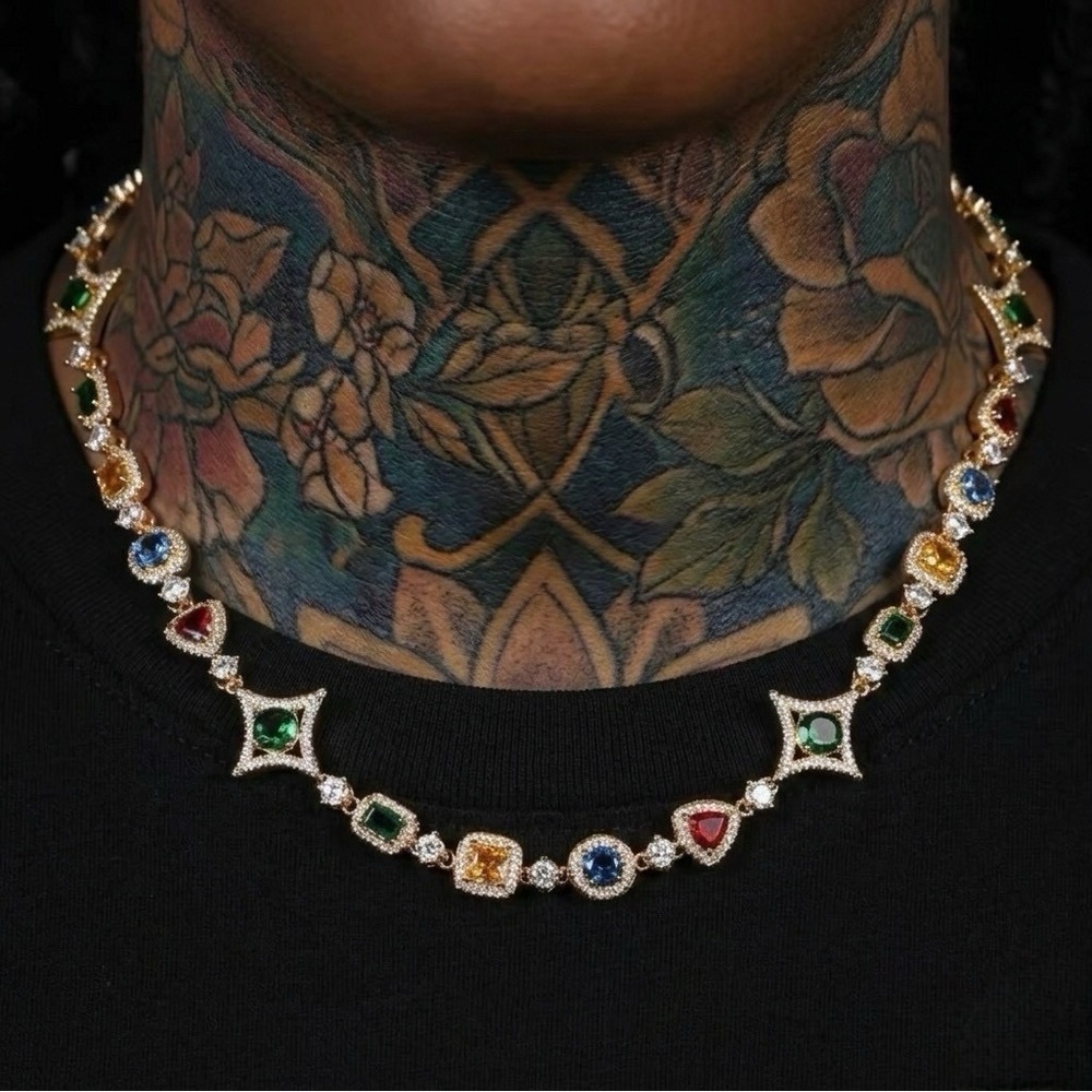 Multicolored Gemstone  Necklace -18inch
